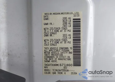 2021 Nissan Rogue Sl from USA, damaged, VIN 5N1AT3CB8MC671460